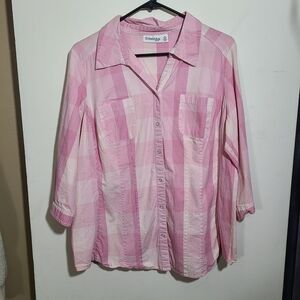 St. John's Bay Pink Plaid Button-Up Shirt
